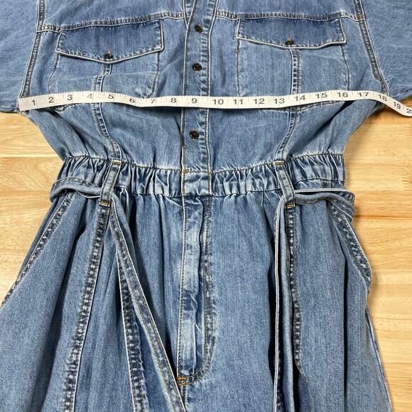 Frame NWT Arie Belted Utilitarian Denim Jumpsuit Size S Patch Pockets Buttons - Picture 10 of 12